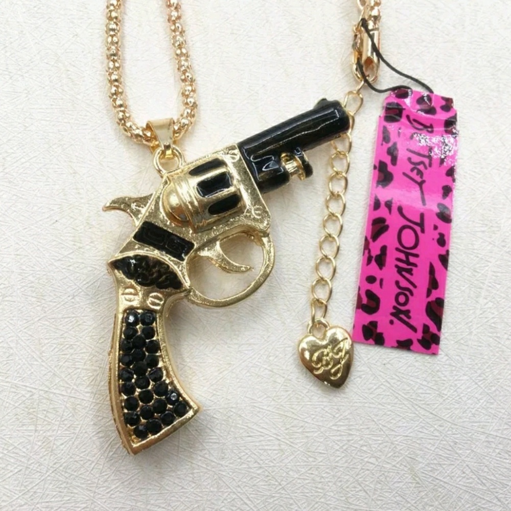 Betsey Johnson Rhinestone Pistol Necklace